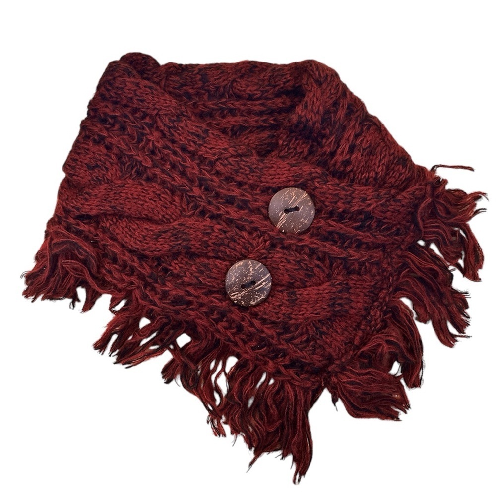 Infinity Red Merlot Button Tassel Scarf OSFM Brand New